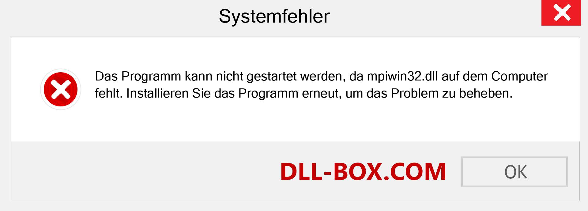 mpiwin32.dll-Datei fehlt?. Download für Windows 7, 8, 10 - Fix mpiwin32 dll Missing Error unter Windows, Fotos, Bildern