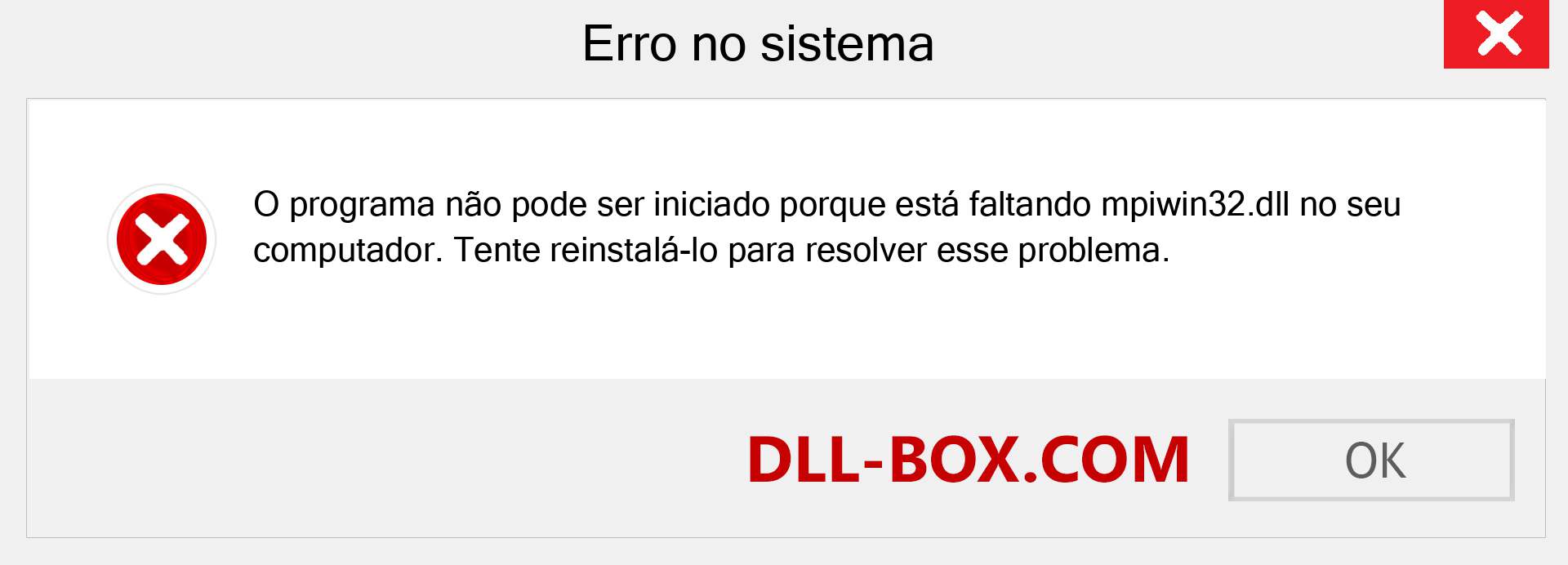 Arquivo mpiwin32.dll ausente ?. Download para Windows 7, 8, 10 - Correção de erro ausente mpiwin32 dll no Windows, fotos, imagens